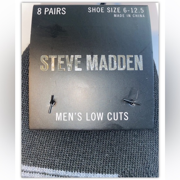 Steve Madden Low Cut Socks 8 Pair Men 6-12.5 Black White Gray w Mixed Logo NEW! - Picture 4 of 11